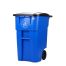 Plex P575-00899, 50 Gal Blue Rollout/Wheeled Trash Can/Container