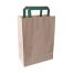 PacknWood 210MCABB20BR, 8-inch Kraft Recycled Paper Carrier Bag with Green Handles, 250/CS