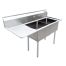 Omcan 25250, 18x18x11-inch 2-Compartment Stainless Steel Sink with Left Drain Board