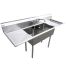 Omcan 25252, 18x18x11-inch 2-Compartment Stainless Steel Sink with Left and Right Drain Boards