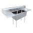 Omcan 25269, 18x21x14-inch 2-Compartment Stainless Steel Sink with Left and Right Drain Boards