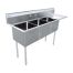 Omcan 43766, 18x18x11-inch 3-Compartment Stainless Steel Sink with Right Drain Board