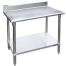 L&J B5SG1424 14x24-inch Stainless Steel Work Table with Backsplash and Galvanized Undershelf