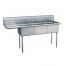 L&J LJ1821-3L 18x21-inch Stainless Steel 3-Compartment Sink with Left Drainboard