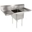 L&J LJ2020-1RL 20x20-inch Stainless Steel 1-Compartment Sink with Both-Side Drainboard