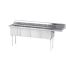 L&J LJ2424-4R 24x24-inch Stainless Steel 3-Compartment Sink with Right Drainboard