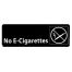Thunder Group PLIS9337BK, 9x3x1-inch Acrylonitrile Styrene Information Sign with 'No E-Cigarettes' Symbol, EA