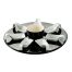 C.A.C. PTP-23-BLK, 7 Oz Porcelain Black/White Bowl and 7 0.5 Oz Square Spoons with 12.75-Inch Round Black Tray, 4-Set/CS