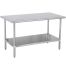 Prepline PWTG-3660, 36x60-inch Stainless Steel Worktable with Galvanized Undershelf