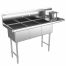 Prepline XS3C-1416-R, 56-inch 3-Compartment Commercial Sink with Right Drainboard, 14x16-inch Bowls