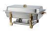 Winco 201, 8-Quart Gold-Accented Stainless Steel Oblong Chafer