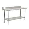 Omcan 22087, 30x36-inch Stainless Steel Work Table with Galvanized Undershelf and Backsplash