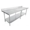 Omcan 22085, 24x96-inch Stainless Steel Work Table with Galvanized Undershelf and Backsplash