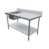 Omcan 44259, 24x60-inch Stainless Steel Work Table with Left Sink and 6-inch Backsplash