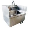 Omcan 46512, 14x10x5-inch Stainless Steel Hand Sink with Knee Valve Assembly and Side Splashes