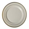 Fineline Settings 509-BO, 9-inch Silver Splendor Bone Plate with Golden Rim, 120/CS