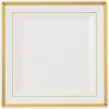 Fineline Settings 5510-BO, 10-inch Silver Splendor Square Bone Salad Plate with Golden Trim, 120/CS