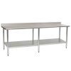 L&J B5SG14108 14x108-inch Stainless Steel Work Table with Backsplash and Galvanized Undershelf