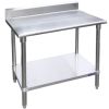 L&J B5SS2448-CB 24x48-inch Stainless Steel Work Table with Backsplash and Cross-Bar