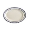 C.A.C. BLU-12, #7 10.38-Inch White Stoneware Oval Platter, 2 DZ/CS
