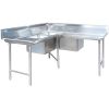 L&J CRS1616-3R 16x16-inch Stainless Steel 3-Compartment Corner Sink with Right Drainboard