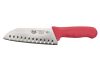 Winco KWP-70R, 7-Inch Stal High Carbon Steel Santoku Knife, Polypropylene Handle, Red, NSF