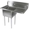 L&J LJ1824-1R 18x24-inch Stainless Steel 1-Compartment Sink with Right Drainboard