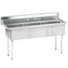 L&J LJ1824-3 18x24-inch Stainless Steel 3-Compartment Sink