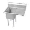 L&J LJ2020-1R 20x20-inch Stainless Steel 1-Compartment Sink with Right Drainboard
