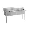 L&J LJ2424-4 24x24-inch Stainless Steel 3-Compartment Sink