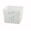Winco PESC-12, 12-Quart White Square Polyethylene Food Storage Container, NSF