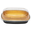 Karat AF-TOP72-COMBO, 72 Oz Black/Gold Foil Take Out Pan with Clear PET Dome Lid, 50/CS