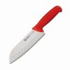 Ambrogio Sanelli S350.018R, 7-Inch Blade Stainless Steel Santoku Knife with Granton Blade, Red