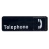 Winco SGN-325, 9x3-inch 'Telephone' Black Information Sign (Discontinued)