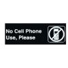 Winco SGN-334, 9x3-inch 'No Cell Phone Use, Please' Black Information Sign
