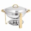 Thunder Group SLRCF0831GH, 4-Quart Stainless Steel Gold Accented Oval Chafer