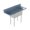 Sapphire SMS-2-2020D, 20x20-Inch 2-Compartment Stainless Steel Sink with Right and Left Drainboard