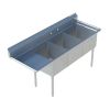 Sapphire SMS-3-2020L, 20x20-Inch 3-Compartment Stainless Steel Sink with Left Drainboard