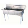 Turbo Air TSB-3-N, 24 x 24 x 14-inch Three Compartment Sink, No Drainboard, Stainless Steel