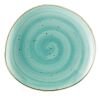 C.A.C. TUS-21-TQS, 12.25-Inch Porcelain Turquoise Dessert Plate, DZ