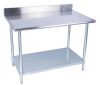 KCS WS-2484-B, 24x84-Inch All Stainless Steel Work Table with Backsplash and Undershelf