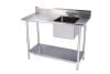 KCS WS-2460WS-R, 24x60-inch Stainless Steel Work Table with Built-In Right Sink