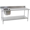 KCS WS-3060WS-L, 30x60-inch Stainless Steel Work Table with Built-In Left Sink