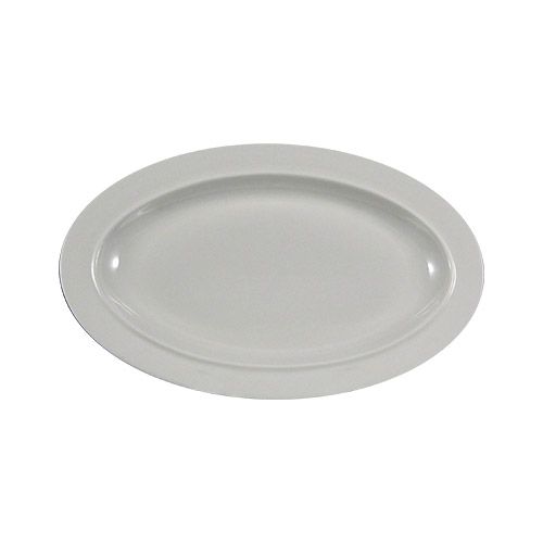DishCo 15212 12x7.5-Inch Oval White Porcelain Double Rim Plate, EA