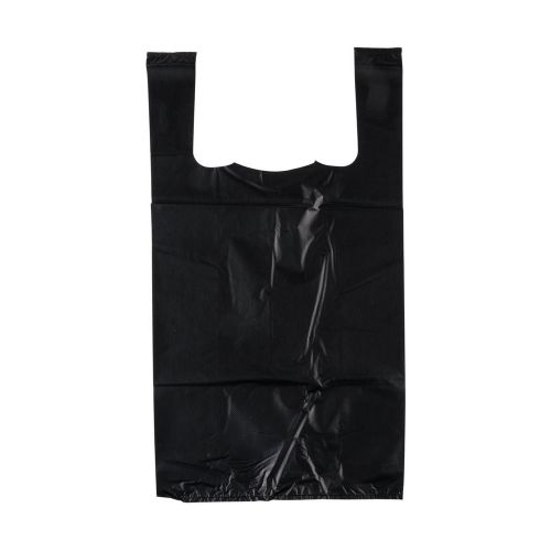 Rainbow 1/8B, 1/8-Size Black Plastic T-Shirt Shopping Bags, 1000/Cs