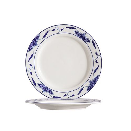 C.A.C. 103-16, 10.25-Inch Blue Lotus Porcelain Plate, 2 DZ/CS