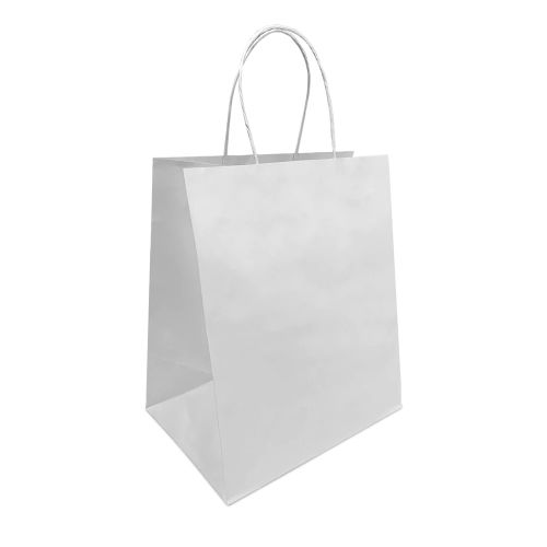 SafePro 10712W, 10x7x12-Inch White Paper Shopping Bag with Twisted Handles, 250/CS