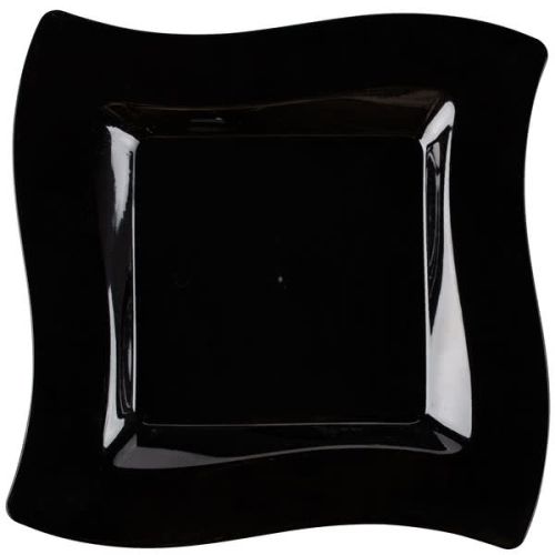 Fineline Settings 110-BK, 10.75-Inch Wavetrends Black Plastic Dinner Plates, 120/CS (Discontinued)