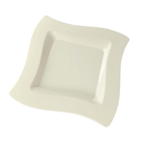 Fineline Settings 110-BO, 10.75-inch Wavetrends Bone Polystyrene Square Dinner Plate, 120/CS (Discontinued)