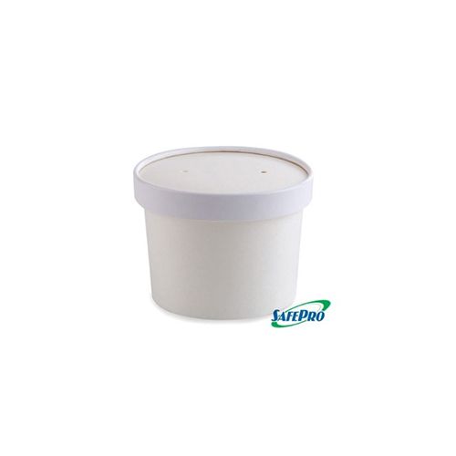 SafePro SP100 12 Oz. White Paper Soup Containers Combo with Vented